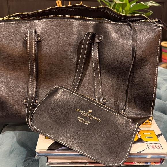 Alberta Di Canio Elegant Black Leather Tote Bag - Picture 3 of 6